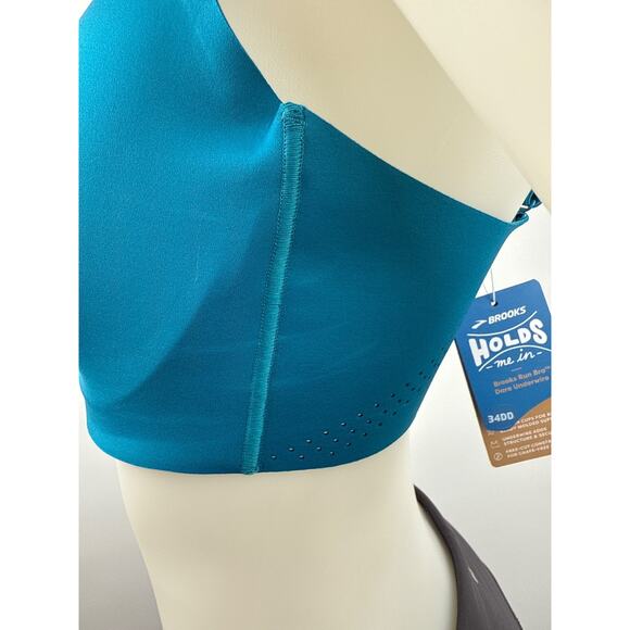 Brooks Sports Bra Dare Underwire Run Womens 34DD Adjustable Straps Lagoon - Picture 3 of 10